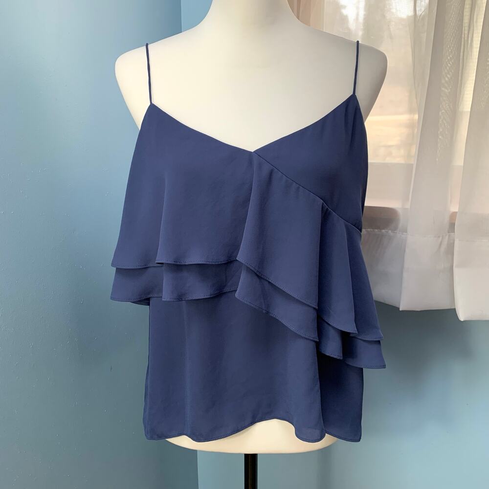 NWT J. Crew Drapey Ruffle Cami in Blue/Gray Size 10 - Picture 2 of 7